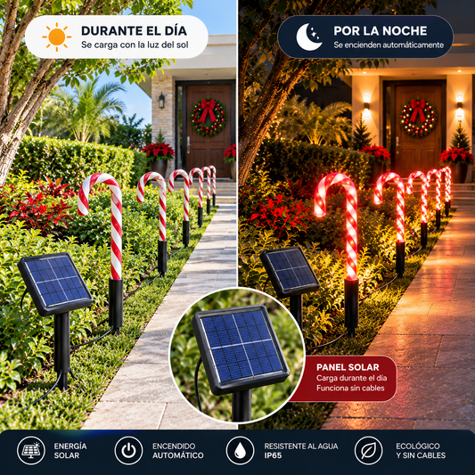 Bastones Navideños Solares Led