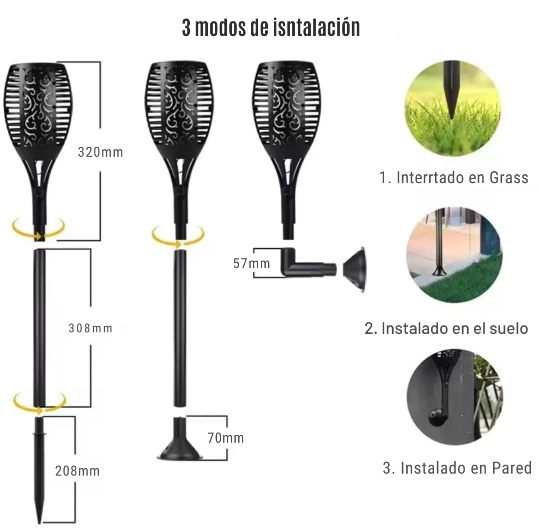Antorchas Solares® - Tamaño Large 78cm. Pack 2 UND