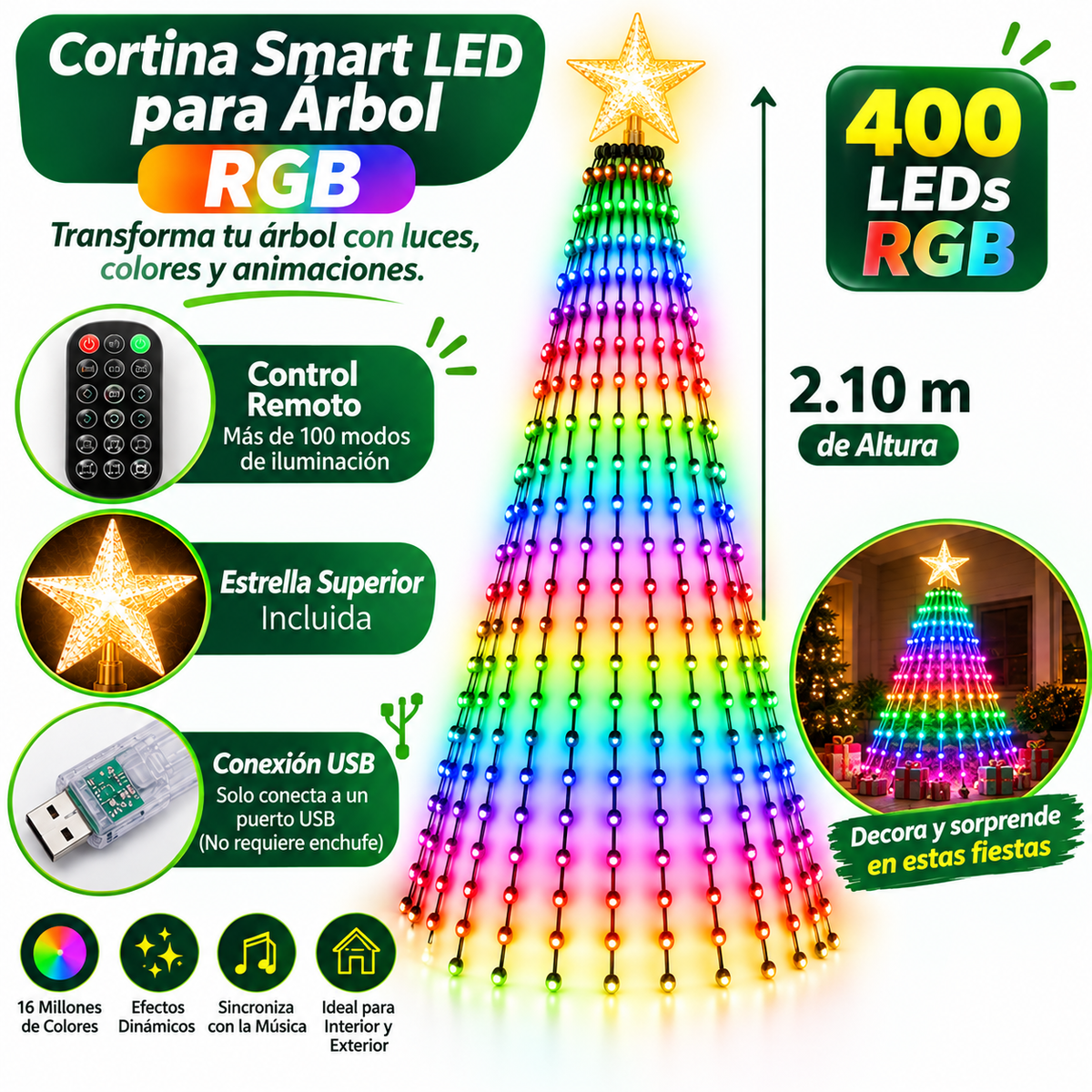 Guirnalda Led Navideña Smart RGB